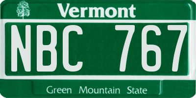 VT license plate NBC767