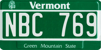 VT license plate NBC769