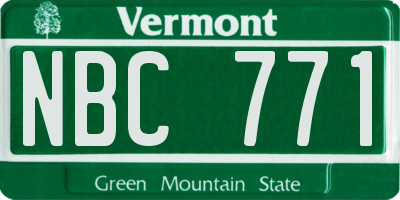 VT license plate NBC771