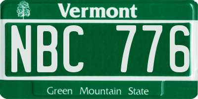 VT license plate NBC776