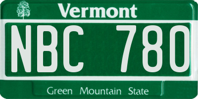 VT license plate NBC780