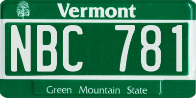 VT license plate NBC781