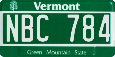 VT license plate NBC784