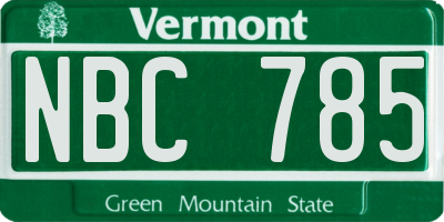 VT license plate NBC785