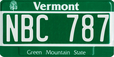 VT license plate NBC787