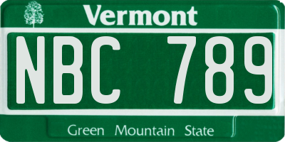 VT license plate NBC789