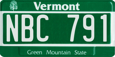 VT license plate NBC791