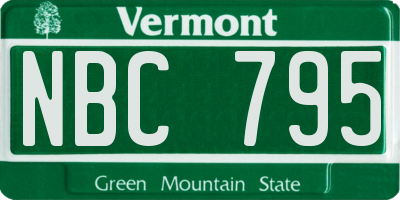 VT license plate NBC795