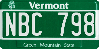 VT license plate NBC798