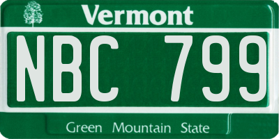 VT license plate NBC799