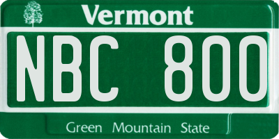 VT license plate NBC800