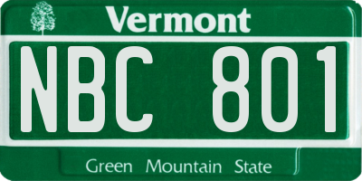 VT license plate NBC801