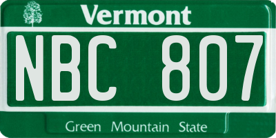 VT license plate NBC807