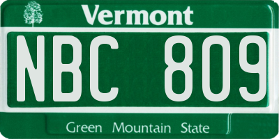 VT license plate NBC809
