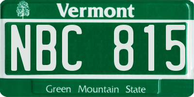 VT license plate NBC815