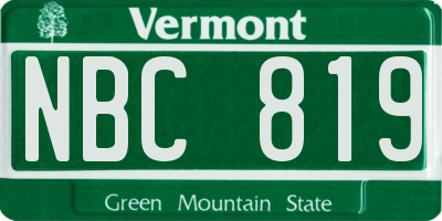 VT license plate NBC819
