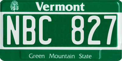 VT license plate NBC827