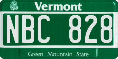 VT license plate NBC828