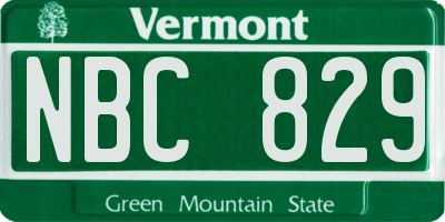 VT license plate NBC829