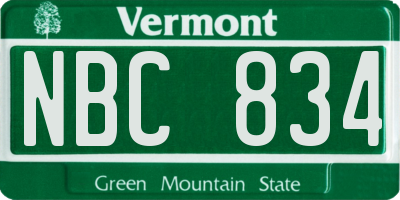 VT license plate NBC834