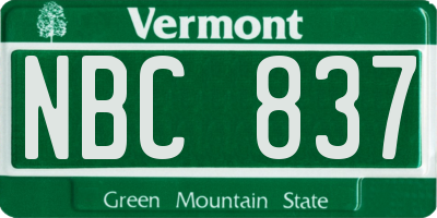 VT license plate NBC837