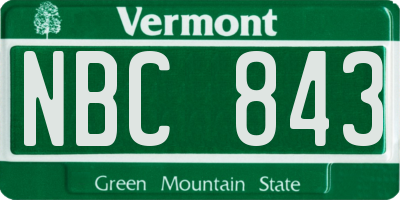 VT license plate NBC843