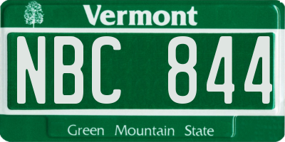 VT license plate NBC844