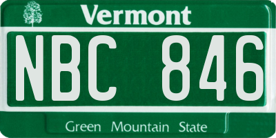 VT license plate NBC846