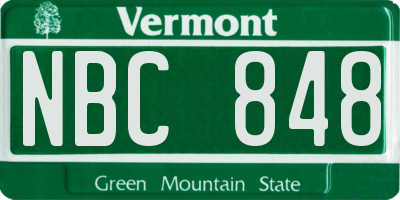 VT license plate NBC848