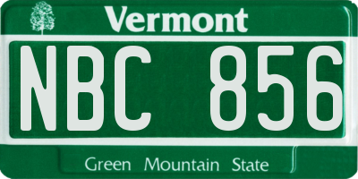 VT license plate NBC856