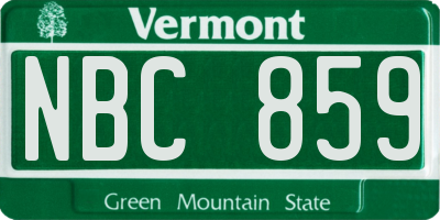 VT license plate NBC859