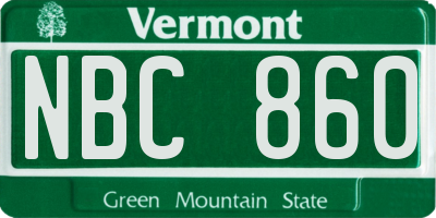 VT license plate NBC860