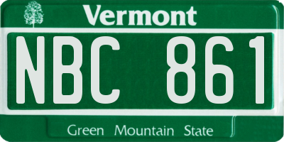 VT license plate NBC861