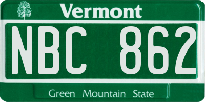 VT license plate NBC862