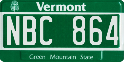 VT license plate NBC864