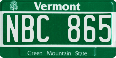 VT license plate NBC865