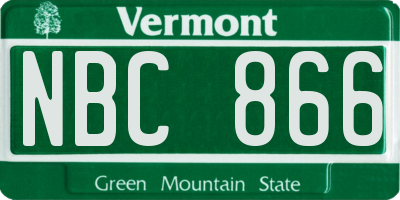 VT license plate NBC866