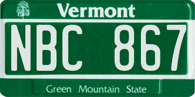 VT license plate NBC867