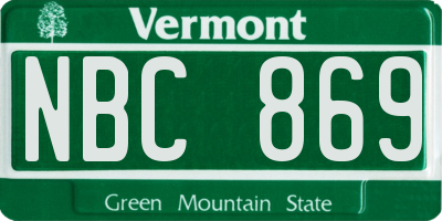 VT license plate NBC869
