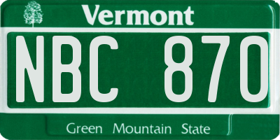 VT license plate NBC870