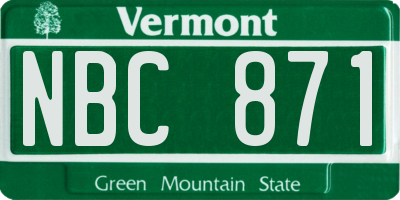 VT license plate NBC871