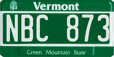 VT license plate NBC873