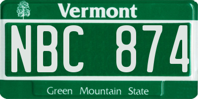 VT license plate NBC874