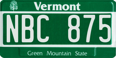 VT license plate NBC875