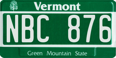 VT license plate NBC876