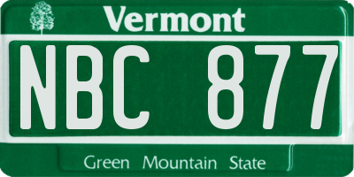 VT license plate NBC877
