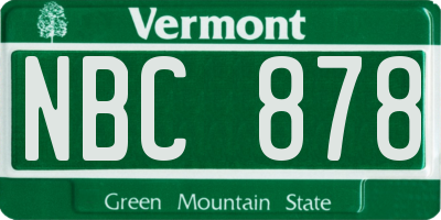 VT license plate NBC878