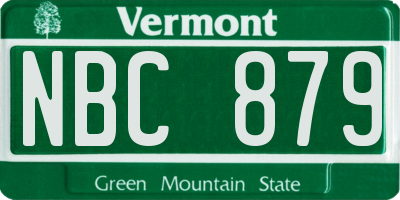 VT license plate NBC879