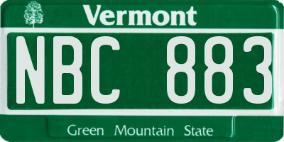 VT license plate NBC883