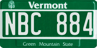 VT license plate NBC884
